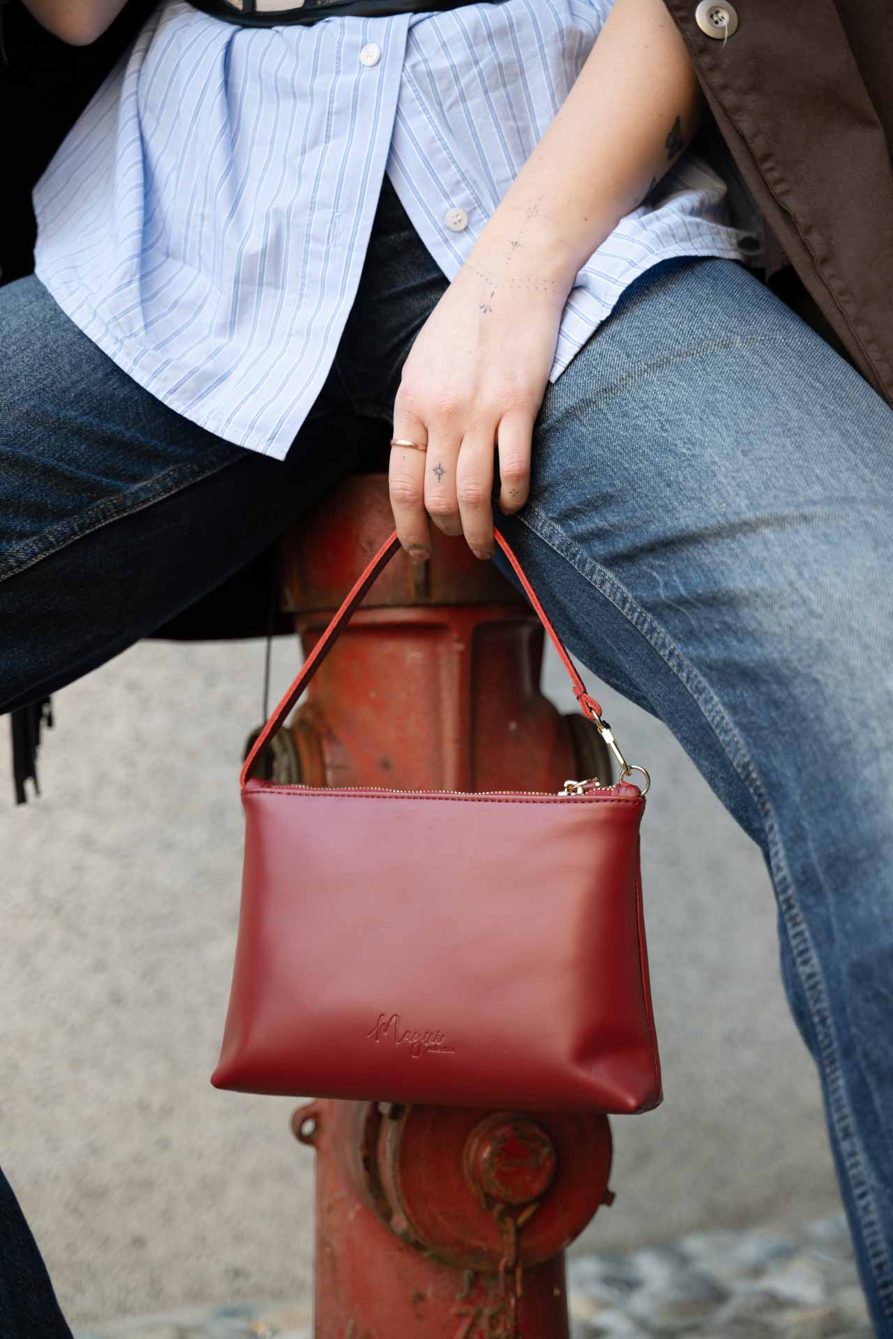 pochette Macaron rubino
